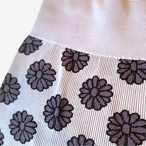 Aura Pants - Aura Ribbed Floral Print Bike Shorts, High Waisted, Purple - Size S/M